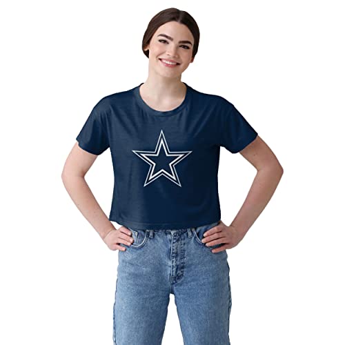 FOCO Dallas Cowboys NFL Womens Solid Big Logo Crop Top