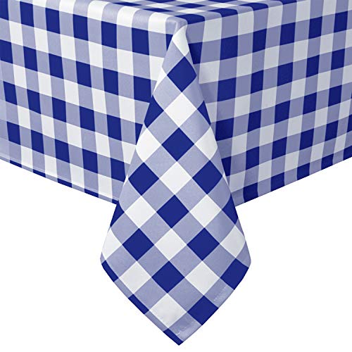 Hiasan Royal Blue Checkered Tablecloth Rectangle - Wrinkle Resistant, Stain Resistant and Waterproof Gingham Table Cloth for Kitchen, Dining and Picnic, 60 x 120 Inch