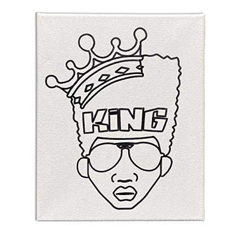 Pre Drawn Canvas | Fathers Day | Afro King 2 | Birthday Gift | DIY Adult Sip and Paint Party Favor | King2 (8x10)