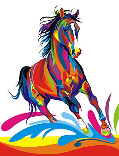 ifymei Paint by Number for Kids and Adults Beginner, DIY Gift Canvas Painting Kits, 16x20 Inch Colorful Horse [Without Frame]