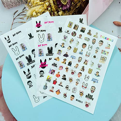 Bunny Nail Stickers Bunny Nail Decals for Acrylic Nails 3D Self Adhesive Nail Accessories for Woman Girls Bunny Nail Decal