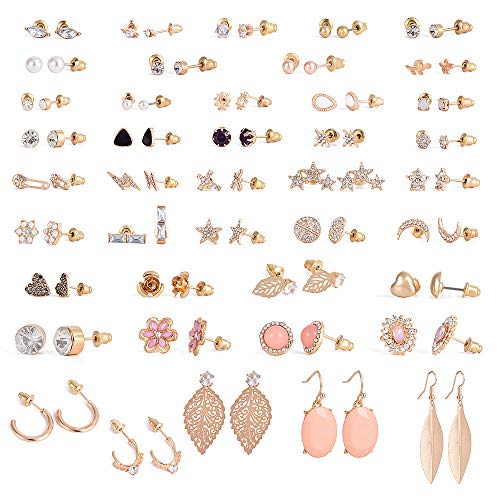 42 Pairs Earrings Set Assorted Multiple Stud Earrings Set for Women EarringÂ Set for Multiple Piercings Statement Earrings Friendship Jewelry (#1)