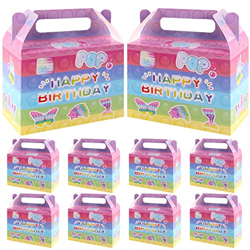 Pop Birthday Party Favors Supplies for Kids, 16 Pcs Push Pop Bubble Print Gift Bags, Goodie Box for Girls Theme Decor, Candy Goody Bags for Classroom Rewards Prizes Decorations