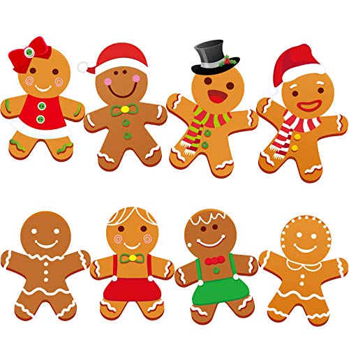 Winter Christmas Mini Gingerbread Cut-Outs Versatile Classroom Decoration Gingerbread Cut-Outs with Glue Point Dots for Winter Bulletin Board Classroom School Christmas Party, 5.9 x 5.9 Inch (40 Pcs)