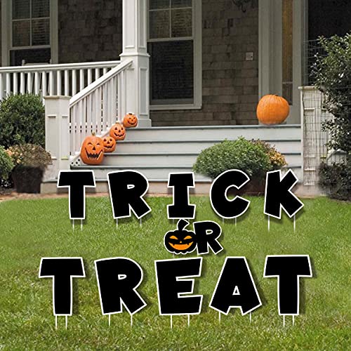 Bunny Chorus Halloween Yard Decorations Outdoor, Large 11ct Trick OR Treat Yard Signs with Stakes, Black Plastic Letter and Pumpkin Halloween Decor Outside for Kids Home Party, Fall Decorations