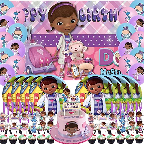 Doc Mcstuffins Party Supplies Plates Decorations Banner Backdrop Cake Topper Balloons Birthday Set Decor