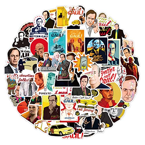 Cool TV Stickers for Water Bottle, 50pcs Waterproof Vinyl Decal for Teen Girl Laptop, Skateboard, Phone, Travel Case, Computer, Guitar, Bike (Better Call Saul)