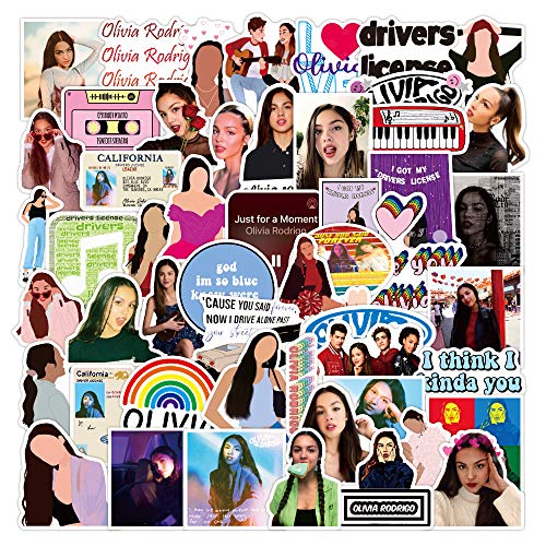 Singer Olivia Rodrigo Stickers Pack of 50pcs Vinyl Waterproof Stickers for Water Bottles Laptops Computers Phone Cases Guitars Decoration