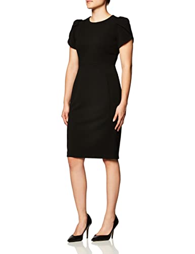 Calvin Klein Essential Sheath Tulip Sleeves – Women's Casual Dresses with Professional Flair, Black 3, 12