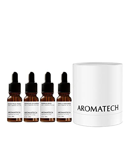 AromaTech The Autumn Collection Set | Gift Set of Aroma Diffuser Essential Oils Blend of Black Fig & Tonka, Ganache & Almond Cream, Pumpkin Spice and Vanilla Bourbon - 10 Milliliter