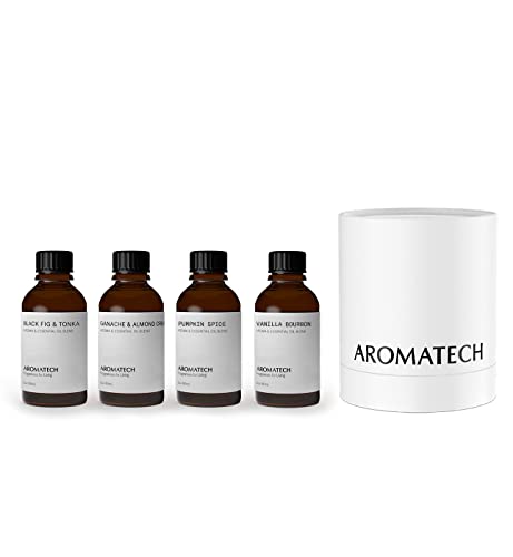 AromaTech The Autumn Collection Set | Gift Set of Aroma Diffuser Essential Oils Blend of Black Fig & Tonka, Ganache & Almond Cream, Pumpkin Spice and Vanilla Bourbon - 60 Milliliter