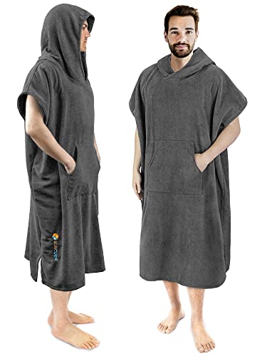 SUN CUBE Surf Poncho Changing Robe with Hood | Thick Quick Dry Microfiber Wetsuit Changing Towel for Surfing Beach Swim Outdoor Sports -Grey