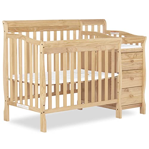 Dream On Me Jayden 4-in-1 Mini Convertible Crib And Changer in Natural, Greenguard Gold Certified, Non-Toxic Finish, New Zealand Pinewood, 1