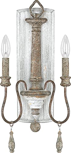 Austin Allen 9A198A Zoe Traditional French Country Wall Sconce with Decorative Adornments, 2-Light 120 Total Watts, 20