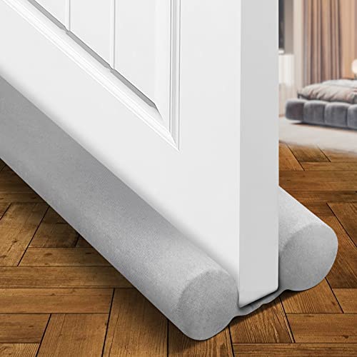 Holikme Twin Door Draft Stopper Weather Stripping Window Breeze Blocker Adjustable Door Sweeps 34inch Grey