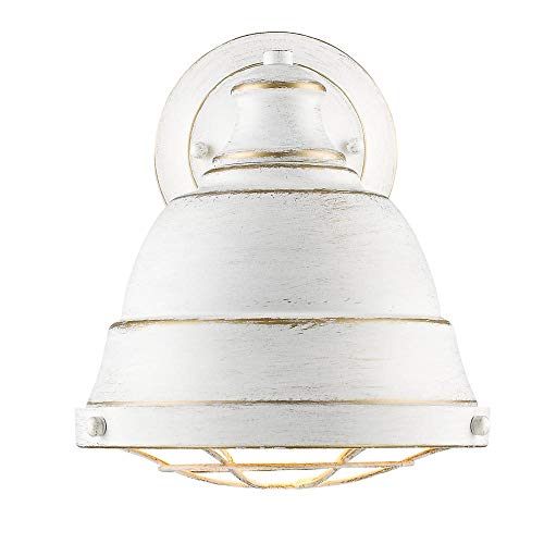 Golden Lighting 7312-1W FW Bartlett Wall Sconce, French White