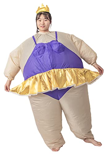 HIYAPATY Inflatable Costume Ballet Sumo Fat Ballerina Dancer Suit for Adults Halloween Party