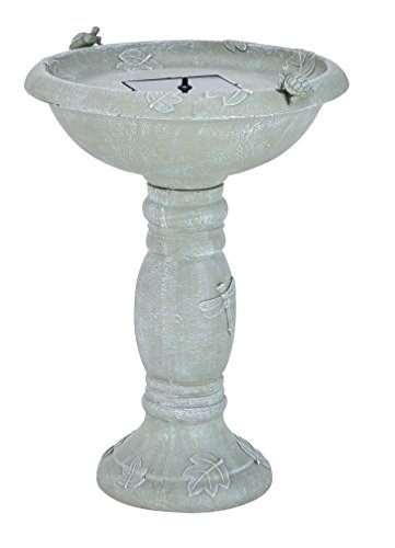 Smart Solar 20622R01 Country Gardens Solar Birdbath Fountain, Gray Weathered Stone Finish, Designed for Low Maintenance and Requires No Wiring or Operating Costs