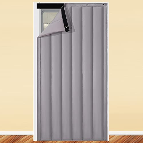 HORV Door Curtain Thermal Insulated Doorway Curtain Noise Reduction Windproof Waterproof Door Cover Noise Barrier Soundproof Blanket Heavy Duty Cold Protection Door Screen 39 Sizes Optional