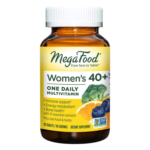 MegaFood Women's 40+ One Daily - Mineral & Multivitamin Supplement for Women with Vitamin B, C, & D, Folate, Biotin & Iron - Non-GMO, Gluten-Free, Vegetarian, and Made without Soy & Dairy - 90 Tabs