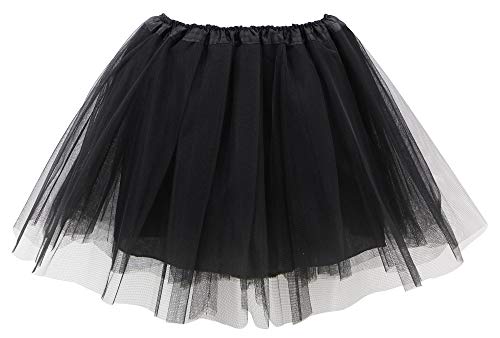 Simplicity Adult Elastic Ballet Costume 4 Layered Tulle Tutu Skirt, Black