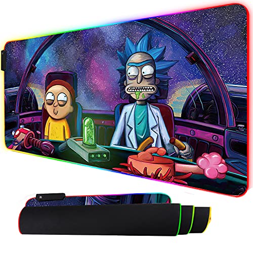 Bimormat RGB Mouse Pad LED Light Gaming Mouse Pad with Rubber Base Colorful Computer Carpet Desk Mat for PC Laptop (35.4 * 15.7 inch) (90x40rgfeidie)