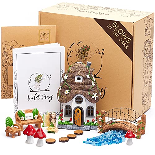 WILD PIXY Fairy Garden Kit - Glow in The Dark Fairy Garden Accessories Set, 7.1