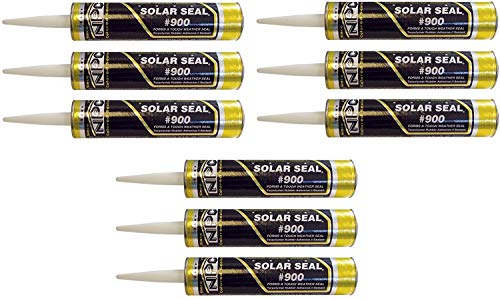 NPC #900 Solar Seal with Bonus Caulking Gun - Metal Roofing Flashing/Panels, Vinyl and Fiber Cement Siding, Fiberglass, Cedar, Brick & Masonry, Sky Lights, Truck RV Trailers (9, Clear)