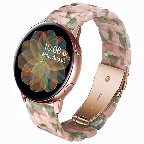 Miimall Compatible with Samsung 40mm 44mm Band Galaxy Watch 5, 45mm Band Watch 5 Pro, 20mm Width Resin Women Replacement Strap Bracelet for Galaxy Watch 42mm / Active 40mm / Active 2 (Pink Green)